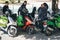 Portugal, Lisbon 29 april 2018: workers Uber Eats on the scooter delivers food to customers.