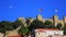 Portugal, Lisbon, View of the Sao Jorge Castle with the moon