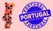 Portugal Map Composition of Fire and Houses and Distress Portugal Stamp
