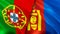 Portugal and Mongolia flags. 3D Waving flag design. Portugal Mongolia flag, picture, wallpaper. Portugal vs Mongolia image,3D