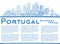 Portugal. Outline City Skyline with Blue Buildings and Copy Space. Portugal Cityscape with Landmarks