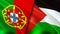 Portugal and Palestine flags. 3D Waving flag design. Portugal Palestine flag, picture, wallpaper. Portugal vs Palestine image,3D