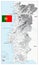 Portugal Physical Map White and Grey