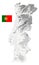 Portugal Physical Map White and Grey Isolated On White - No text