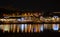 PORTUGAL, PORTO - 06/02/2020: Overview of Vila Nova de Gaia wine cellars  from Ribeira at night.