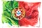 Portugal, Portuguese flag. Hand drawn watercolor illustration