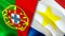 Portugal and Saba Island flags. 3D Waving flag design. Portugal Saba Island flag, picture, wallpaper. Portugal vs Saba Island