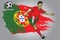 Portugal soccer player with flag as a background