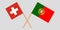 Portugal and Switzerland. The Portuguese and Swiss flags. Official colors. Correct proportion. Vector