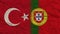 Portugal and Turkey Flags Together, Crumpled Paper Effect 3D Illustration