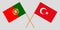 Portugal and Turkey. The Portuguese and Turkish flags. Official colors. Correct proportion. Vector