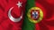 Portugal and Turkey Realistic Flag â€“ Fabric Texture Illustration