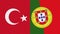 Portugal and Turkey Two Half Flags Together