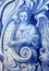 Portugal. Typical blue and white `azulejo` tiles depicting an angel.
