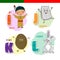 Portuguese alphabet. Newspaper, kiwi, rabbit, Indian. The letters and characters.