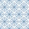 Portuguese azulejo. Floral abstract baroque ornamental tile. Hand drawn pale blue Moroccan seamless pattern for Ramadan