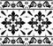 Portuguese Azulejo tile seamless vector decrative pattern with fleur de lis motif, black and white geometric design with frame or
