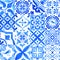 Portuguese azulejo tiles collection. Blue and white gorgeous seamless pattern.