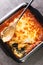 Portuguese Bacalhau Espiritual or Spiritual Cod baked in a bechamel sauce with onions and carrots and melted and crispy cheese