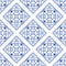 Portuguese blue and white mediterranean seamless tile pattern.