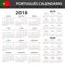 Portuguese Calendar for 2018, 2019 and 2020. Scheduler, agenda or diary template. Week starts on Monday