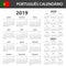 Portuguese Calendar for 2019, 2020 and 2021. Scheduler, agenda or diary template. Week starts on Monday