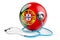 Portuguese flag with stethoscope. Health care in Portugal concept, 3D rendering