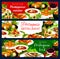 Portuguese food vector gourmet dishes banners set