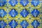 Portuguese Handmade Tiles, Blue, Yellow, White, Textures, Arts