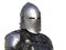 Portuguese medieval knight with a helmet isolated on a white background