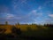 Portuguese mellow blue sunrise over fields