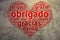 Portuguese: Obrigado, Heart shaped word cloud Thanks, Grunge Bac