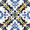 Portuguese ornamental azulejo ceramic. Vector seamless pattern flyer. AI Generated