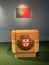 Portuguese Representative Official Portugal Press Conference National Flag Country Emblem Table Stand Stage