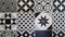 Portuguese tiles Azulejo background in Mediterranean black and white design