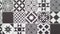 Portuguese tiles pattern Lisbon seamless black and white tile design in Azulejos vintage geometric