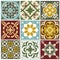 Portuguese tiling vector patterns. Old mediterranean tile prints