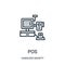 pos icon vector from cashless society collection. Thin line pos outline icon vector illustration