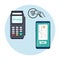 POS NFC Payment machine icon. NFC terminal card vector payment transfer