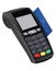 Pos terminal with card isolated. Paying with credit card