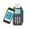 POS terminal confirms the payment made through mobile phone