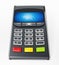 POS terminal with remote wireless symbol on the screen. 3D illustration