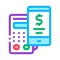 Pos terminal smartphone payment app icon vector outline illustration