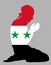 Pose of Muslim man praying silhouette. Muslim from Syria national flag symbol theme.