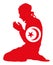 Pose of Muslim man praying silhouette. Muslim from Tunisia national flag symbol theme.
