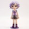 Poseable Female Anime Figure With Purple Hair And Skirt