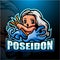 Poseidon mascot esport logo design