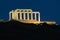 Poseidon\'s temple in Sounio Greece. Night view.