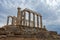 Poseidon Temple at Cape Sounion in Greece near Athens, Ancient architecture in Peloponnese
