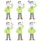 Poses and gestures of a man wearing glasses, Full body